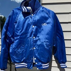 Vintage Blue Satin Varsity Jacket